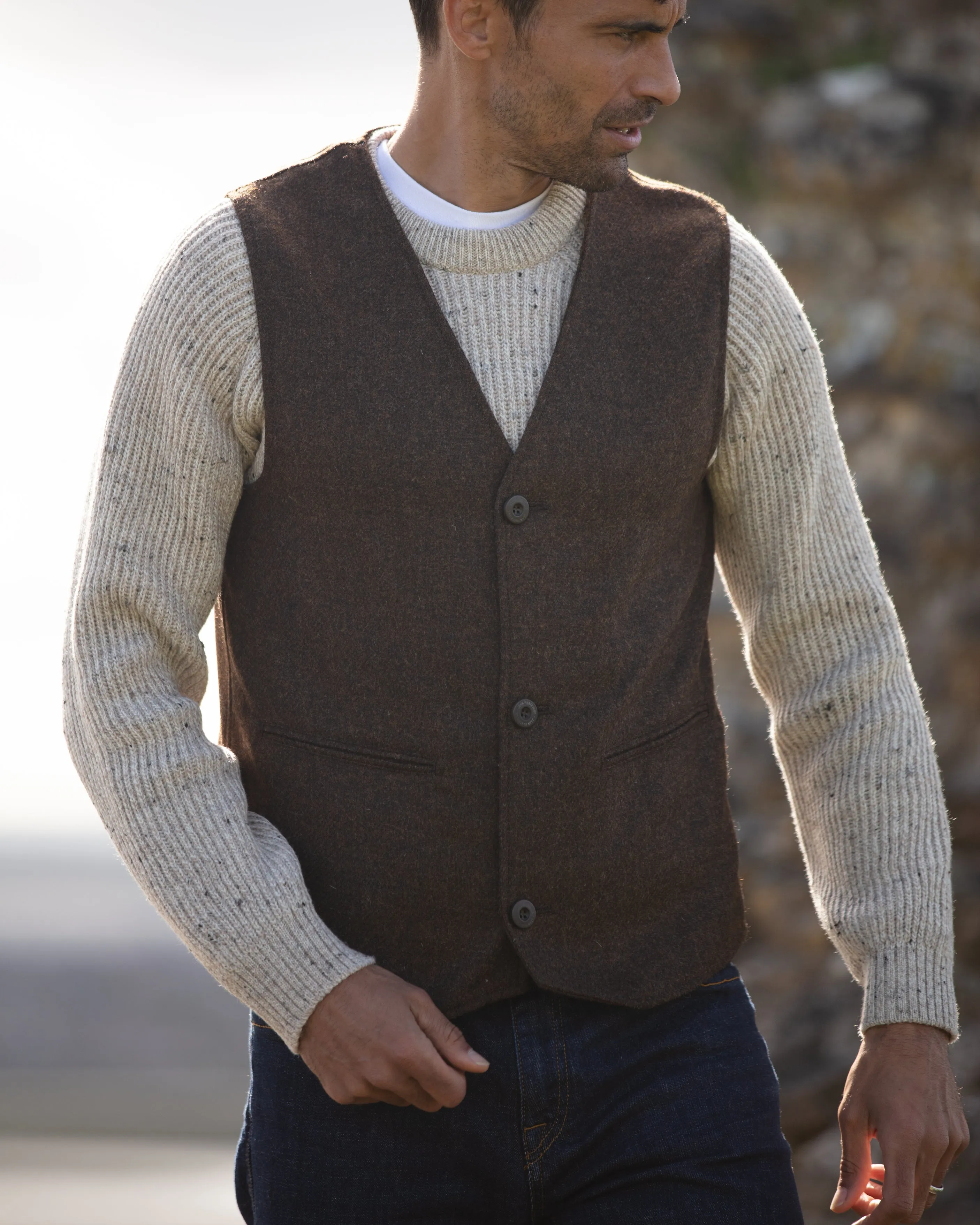 Stafford Tweed Waistcoat - Foliage Brown