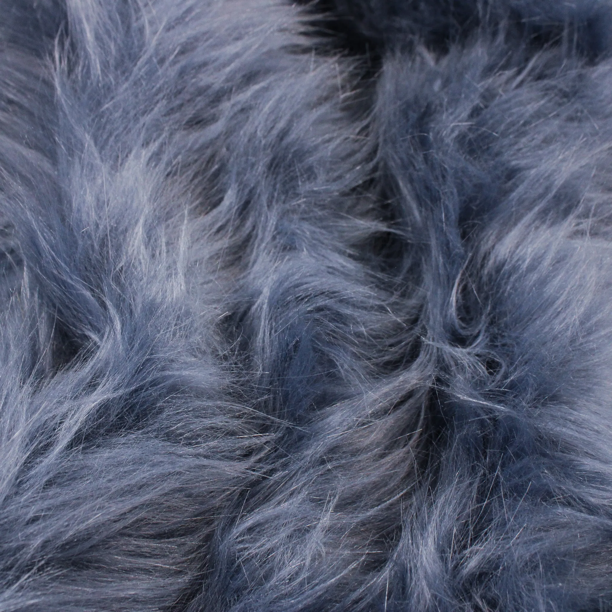 STEEL BLUE LONG PILE FAUX FUR