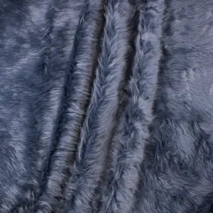 STEEL BLUE LONG PILE FAUX FUR