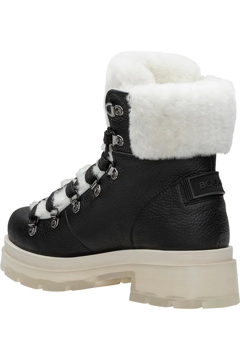 Swansea Two-Tone Grain Leather Translucent Sole Shearling Boots