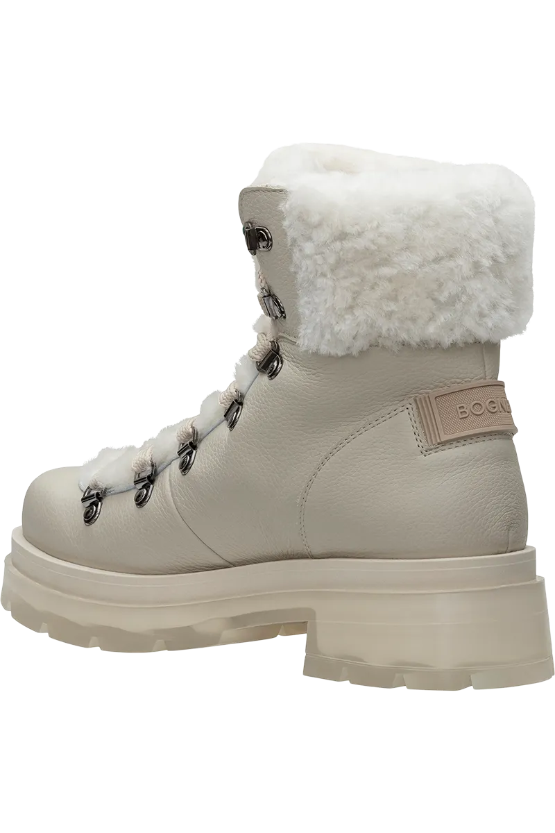 Swansea Two-Tone Grain Leather Translucent Sole Shearling Boots