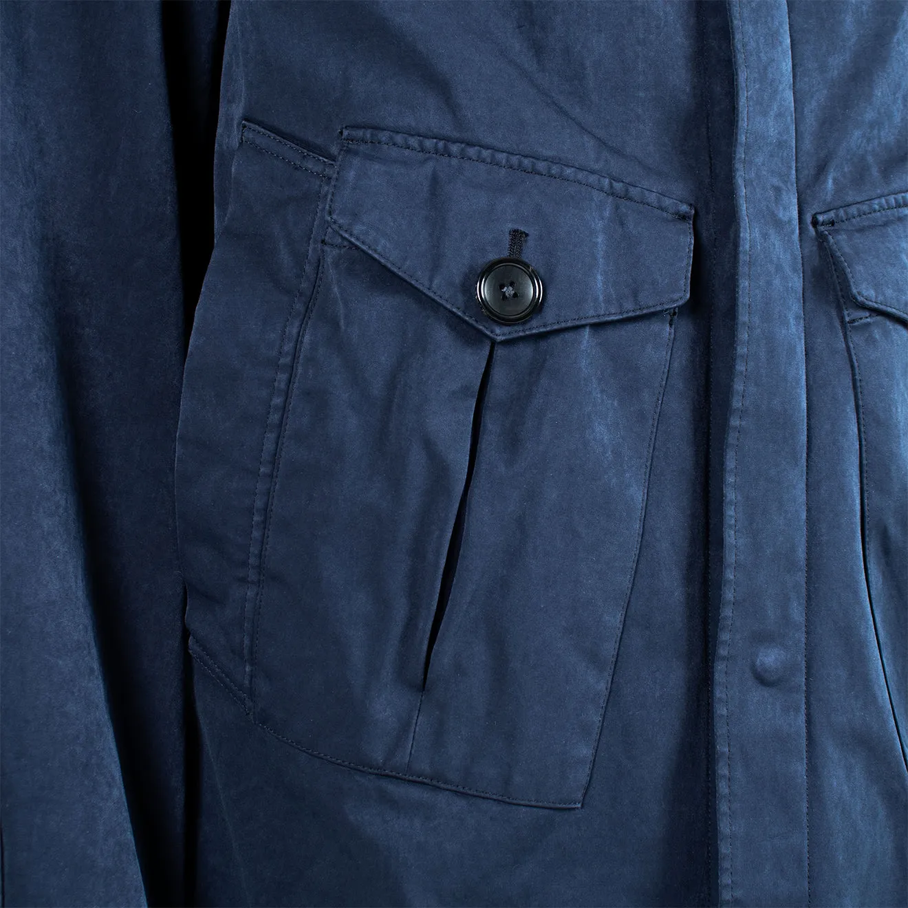 Ten C Hooded 2 Pocket Tempest Jacket Navy