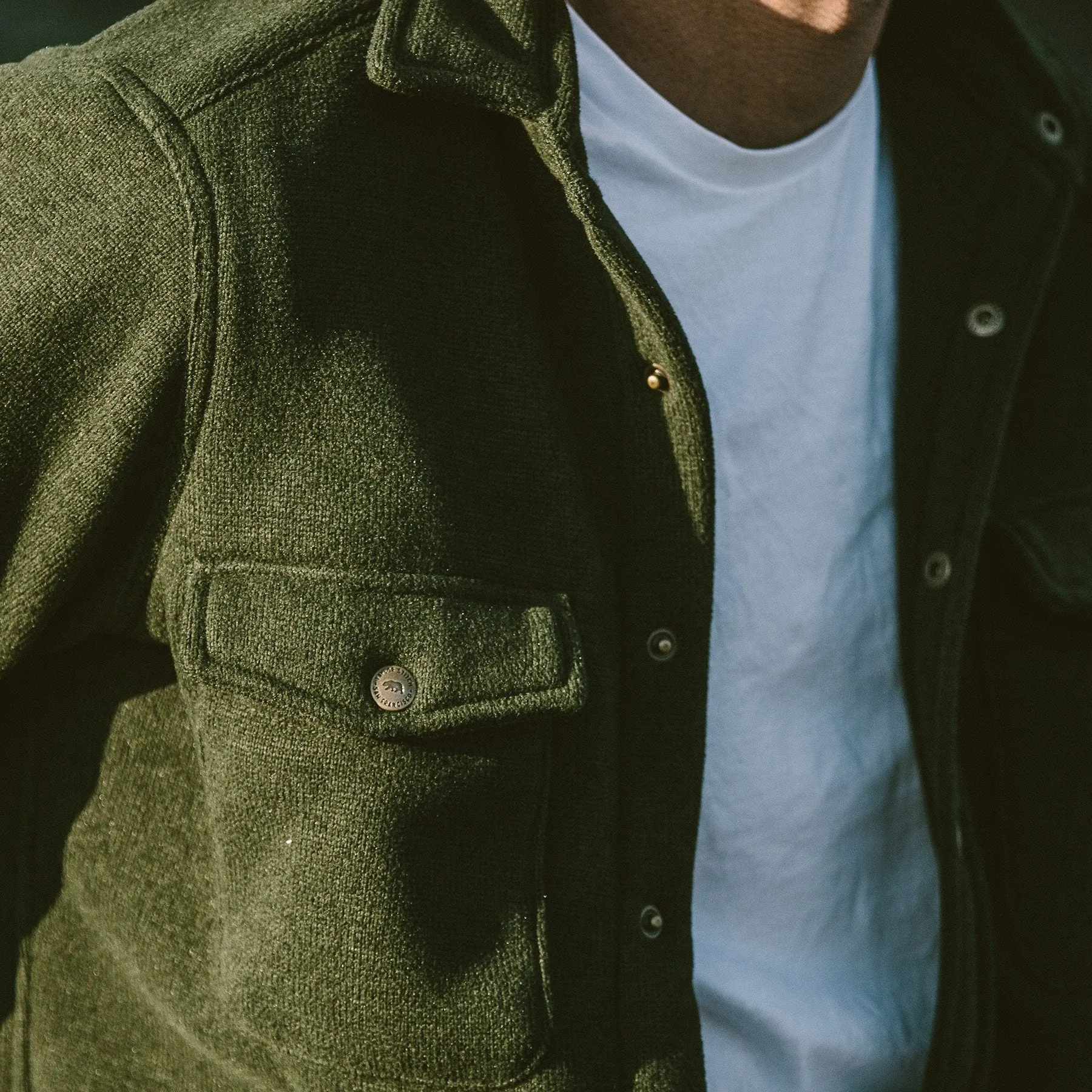 The Big Sur Jacket in Heather Olive Polartec