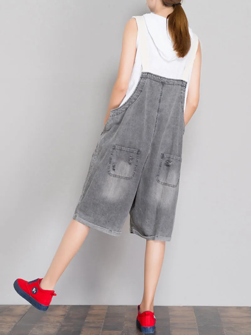 The Meaning Of Simplicity Ripped Romper Overall Dungarees