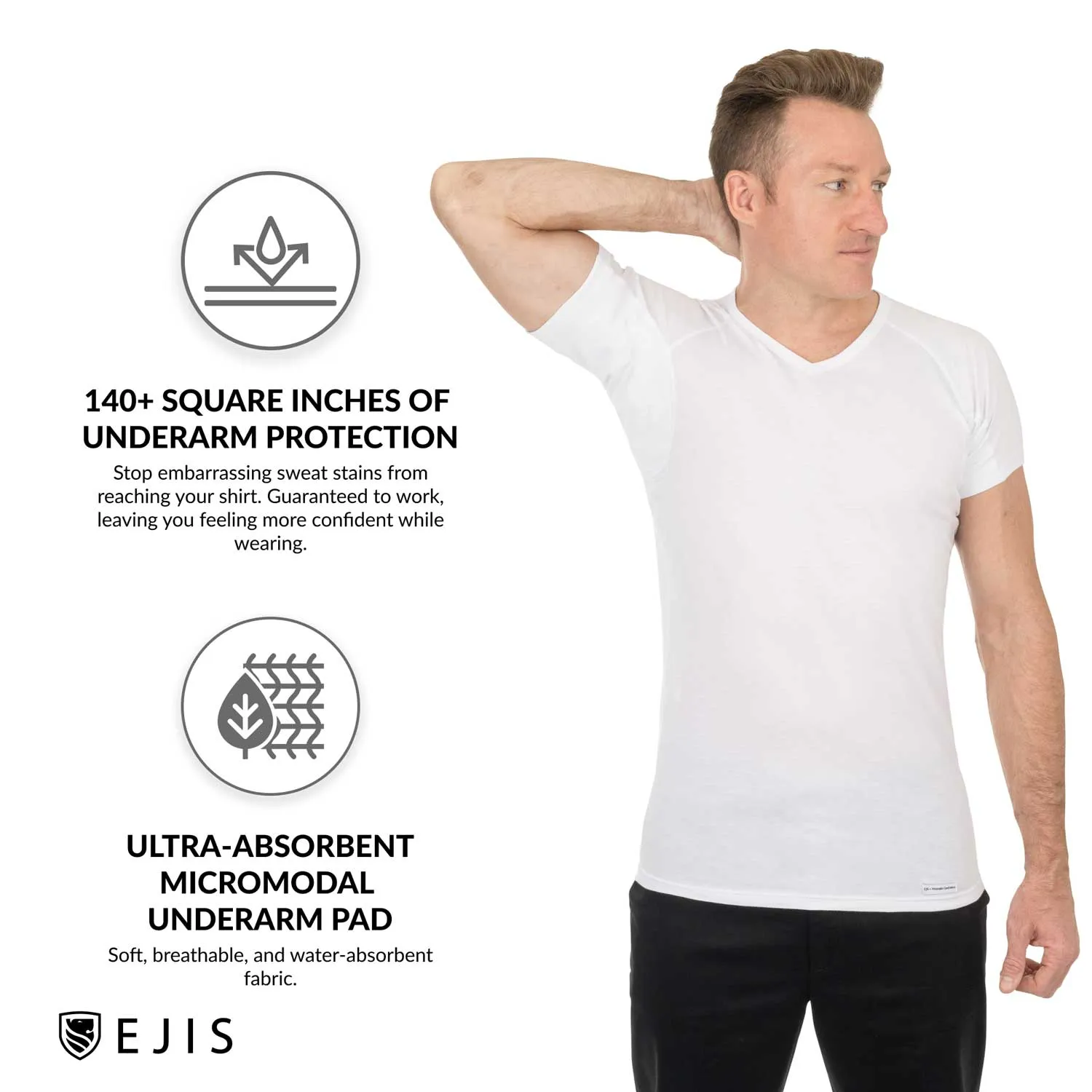 V-Neck Cotton Sweat Proof Undershirt For Men - Grey 9-Pack