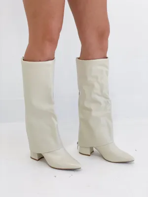 Vivi Foldover Boots - Beige