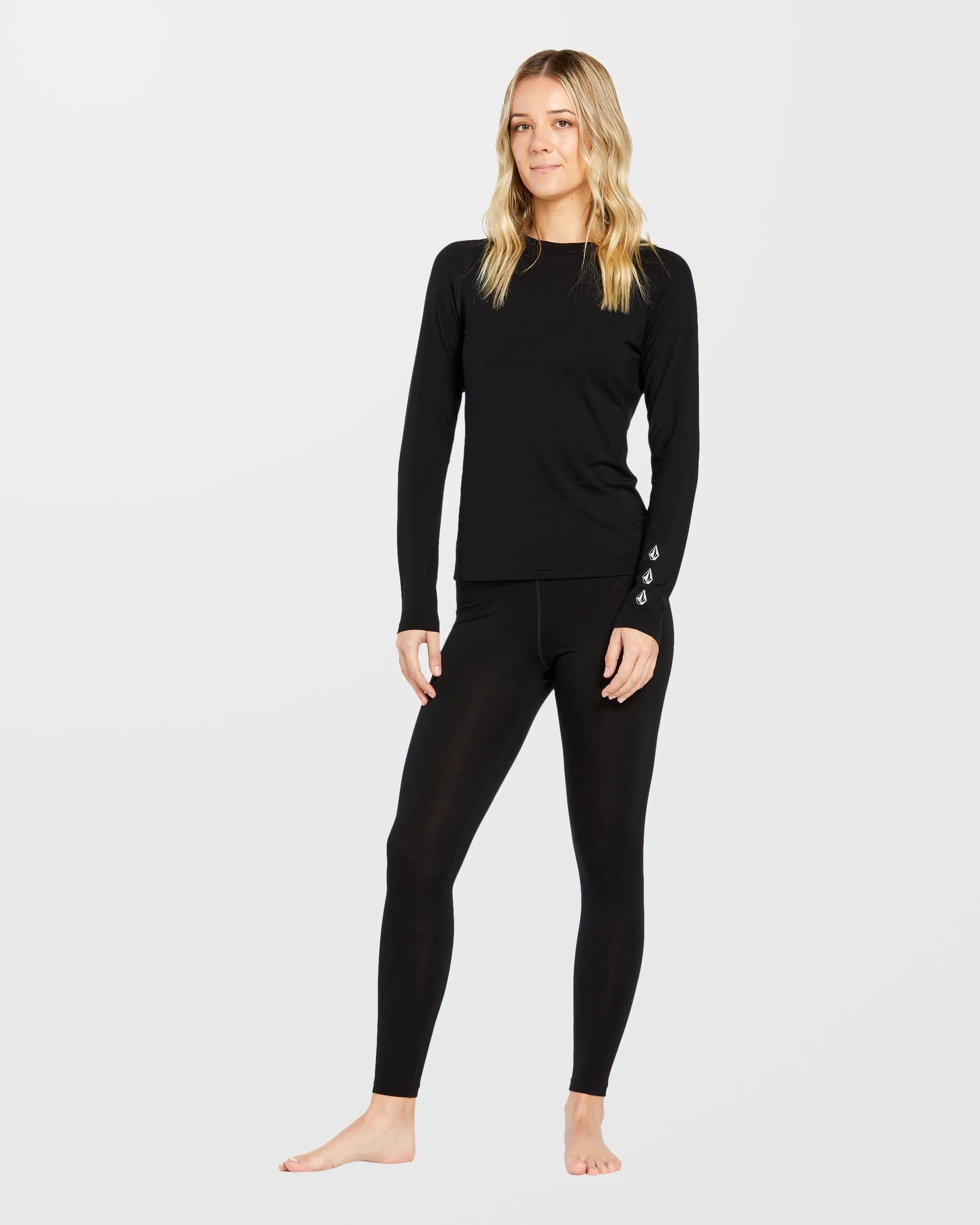 W Merino Blend Base Layer Top - Black