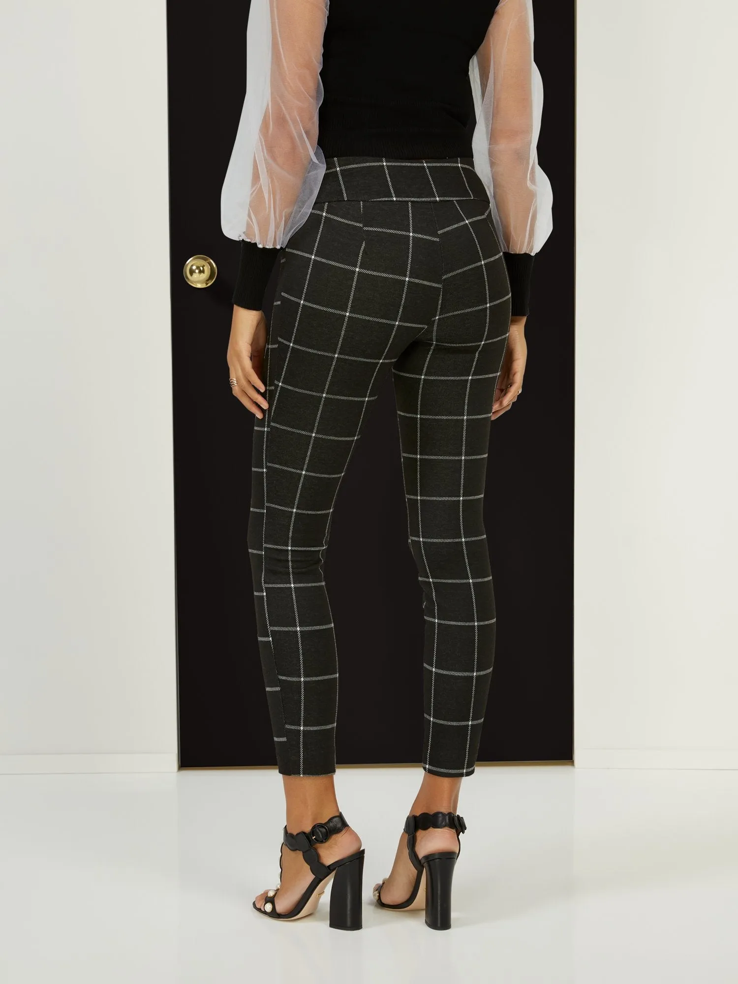 Windowpane High-Waisted Pull-On Ankle Pant - Superflex