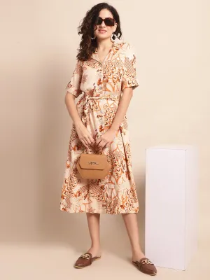 Women's Casual Shirt collar Multi Color Floral Print Shirt Dress