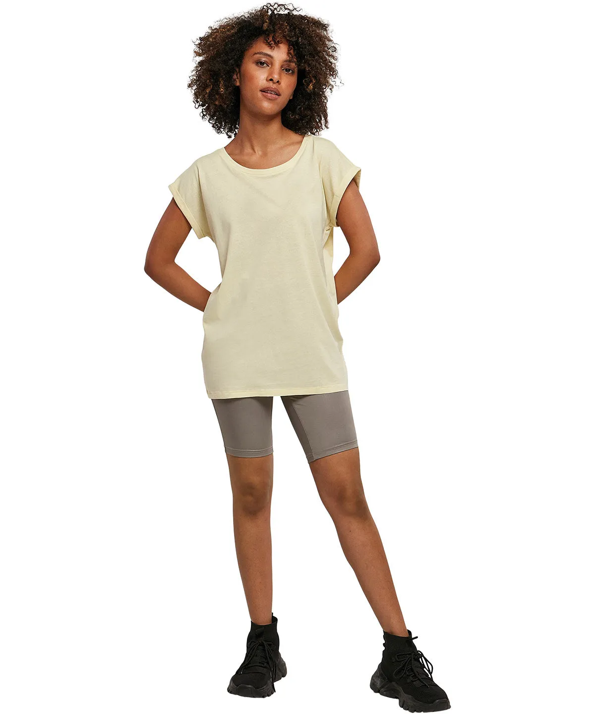 Womens extended shoulder tee | Light Asphalt