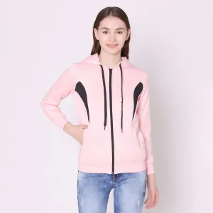 Women's Stylish Hoodie Jacket - Orchid Pink