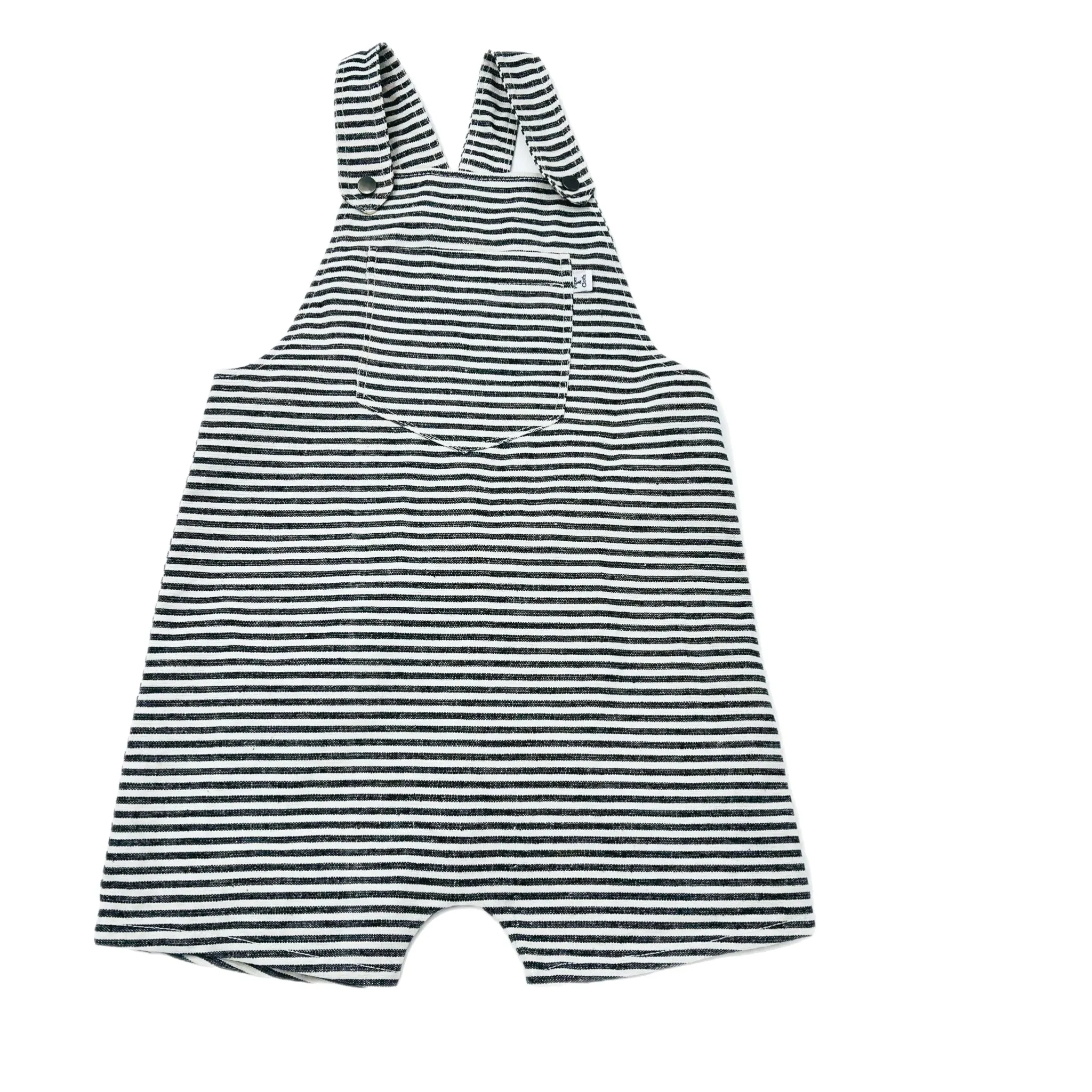 YaaYaa Overall Shorts-Black & White Stripes